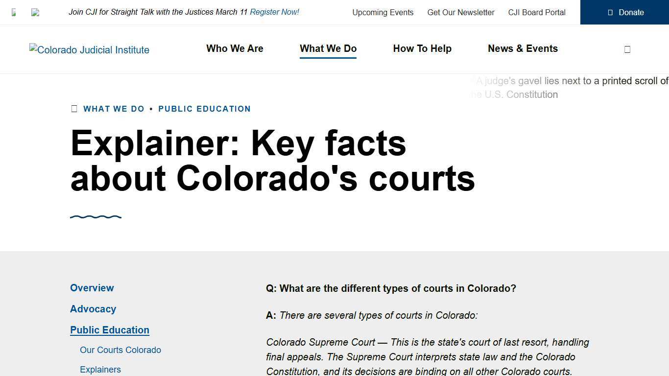 Explainer: Key Facts About Colorado's Courts